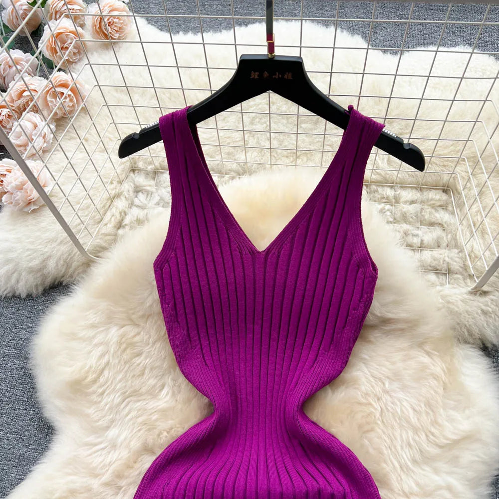 YuooMuoo Chic Fashion Sexy Wrap Hips Split Knitted Dress