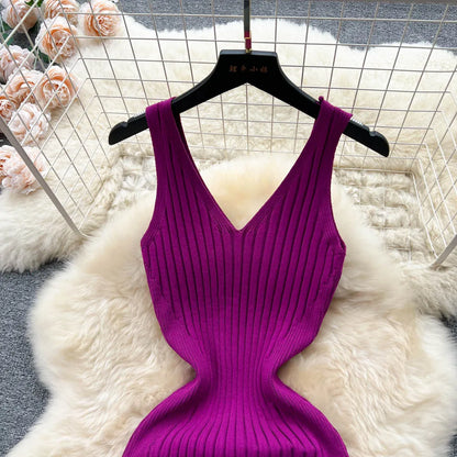 YuooMuoo Chic Fashion Sexy Wrap Hips Split Knitted Dress