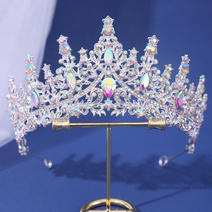 Luxury Bridal Crown - Baroque Queen Tiaras for Weddings & Parties silver AB