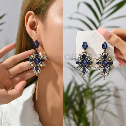 Elegant Rhinestone Drop Earrings for Women - Luxury Chandelier Design for Weddings and Parties