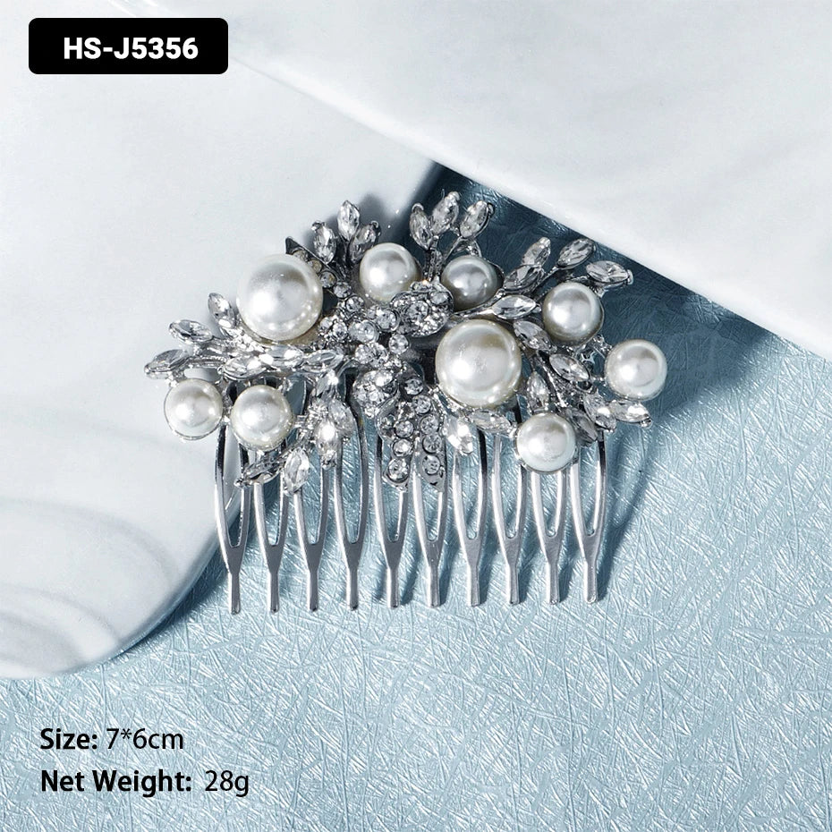 Efily Classic Silver Wedding Hair Combs - Crystal Rhinestone Bridal Accessories HS-J5356 Hair Combs
