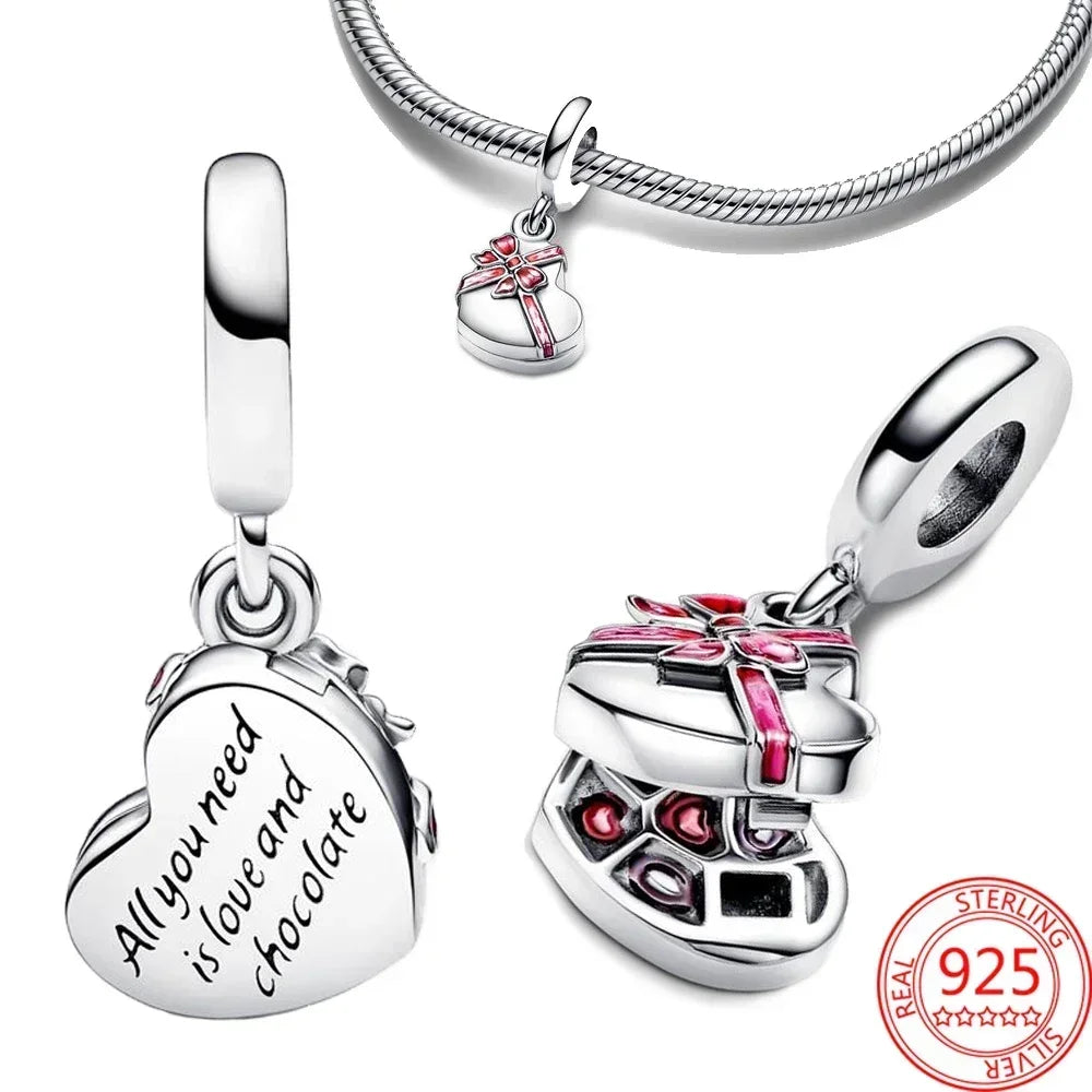 925 Sterling Silver Festive Cookie House Heart Nutcracker Dangle Charm for DIY Christmas Tree and Original Bracelet Gift