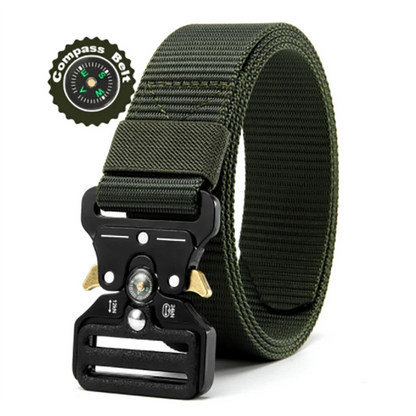 Men's Belt Outdoor Multi Function Compass High Quality Canvas army green 125cm
