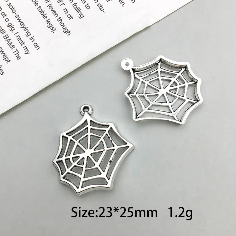 Antique Silver Spider Charms Set for DIY Halloween Jewelry Crafting