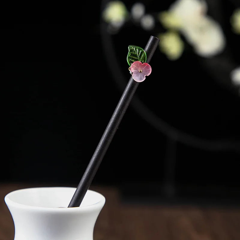 Vintage 2024 Wooden Hair Stick With Tassel Chinese Winding Flower Hairpin