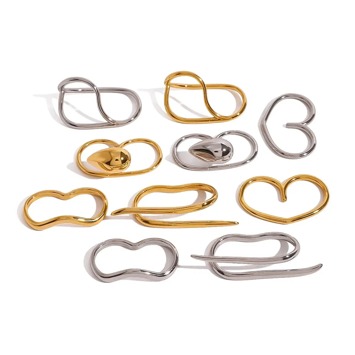 Youthway Minimalist Geometric Double Finger Ring Set 18K Gold Plated JDR2407027-S 7