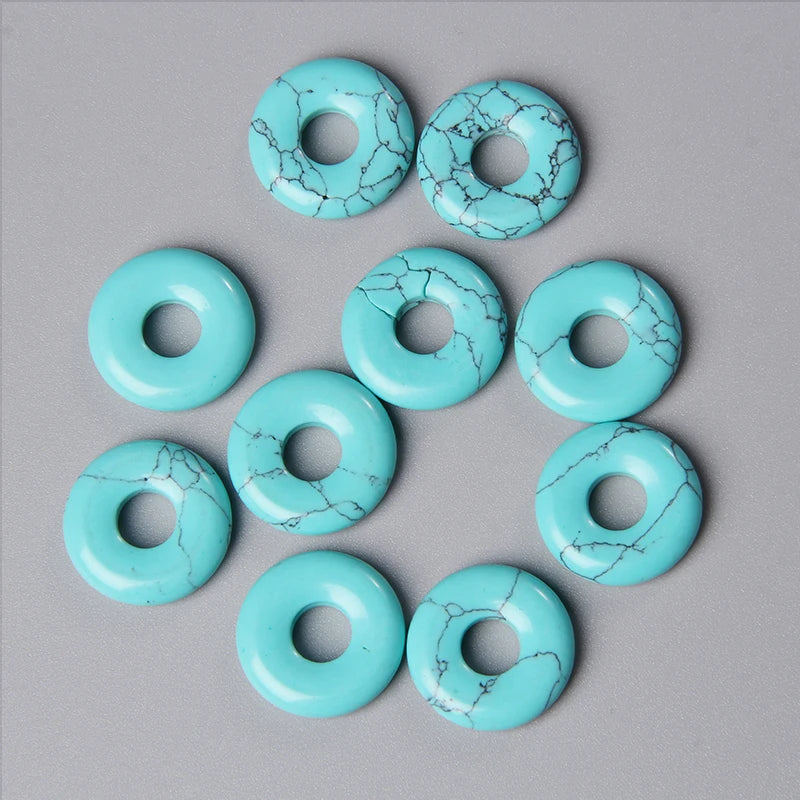 Elegant Labradorite Jade Agate Donut Beads Set for Jewelry Crafting 18mm 5pcs