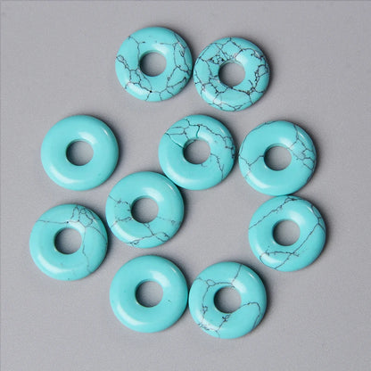 Elegant Labradorite Jade Agate Donut Beads Set for Jewelry Crafting 18mm 5pcs