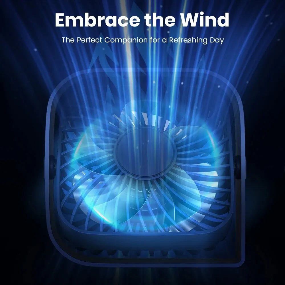 TOPK Mini Portable Fan, USB Desk Fan Table, Quiet 3 Speed Wind Personal Fan 360° Rotatable Head