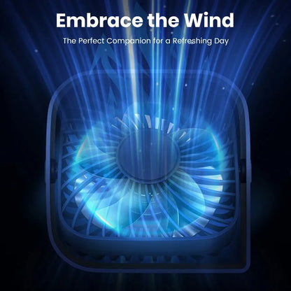 TOPK Mini Portable Fan, USB Desk Fan Table, Quiet 3 Speed Wind Personal Fan 360° Rotatable Head