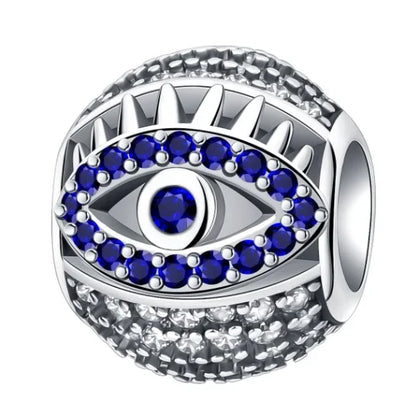 925 Sterling Silver Blue Evil Eye Jewelry Set With Zircon Charms Pendant Ring Earrings For Bracelet Necklace Gift