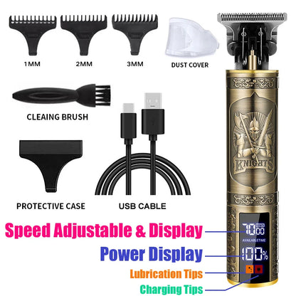 Vintage T9 Hair Clippers for Men Electric Beard Trimmer Kit with Long Battery Life