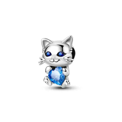 Exquisite 925 Silver Cat Claw Pendant Beads with Safety Chain for European Bracelets B4452
