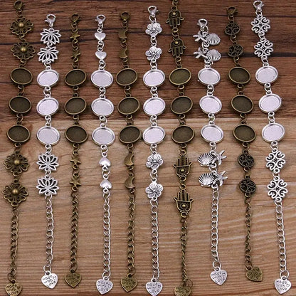 1Pc Metal Zinc Alloy Round Bracelet Findings in 2 Colors and 15 Styles