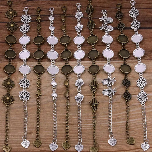 1Pc Metal Zinc Alloy Round Bracelet Findings in 2 Colors and 15 Styles