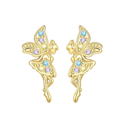925 Sterling Silver Gold Hoop Earrings Halloween Pumpkin Skull Christmas Tree Zircon Studs for Women DIY Jewelry