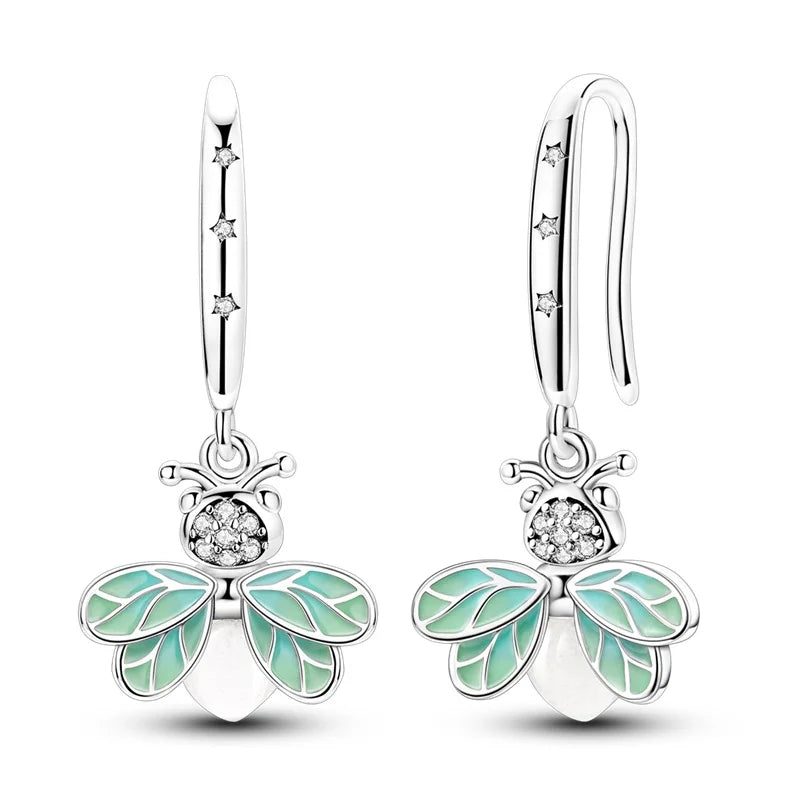 925 Sterling Silver Dangle Charm Chameleon Firefly Ring Earrings Bead Charms for DIY Bracelet Fine Jewelry