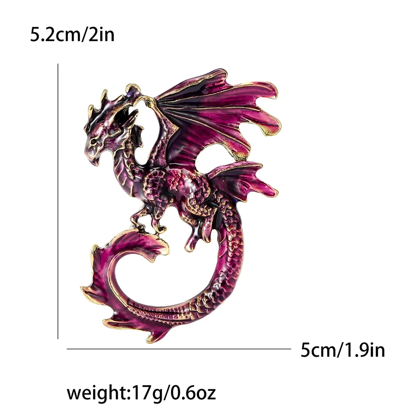 Enamel Dragon Pins for Women Rhinestone Brooch Jewelry Purple4210