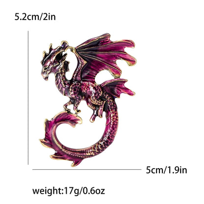 Enamel Dragon Pins for Women Rhinestone Brooch Jewelry Purple4210