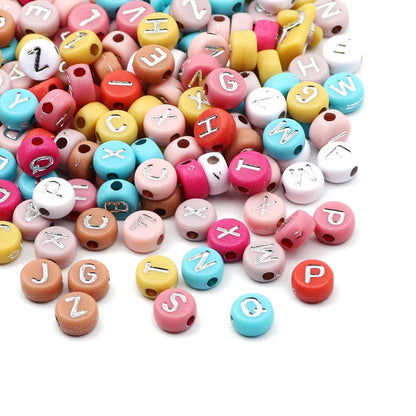 Gold Color Acrylic Spacer Beads with Black Letter Charms for Jewelry Making and DIY Crafts