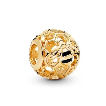925 Sterling Silver Charm Golden Sun Pineapple Family Tree