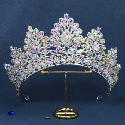 Luxury Bride Tiara - Baroque Crystal Crown with Rhinestones, Top-Rated Wedding Accessory Silvery AB