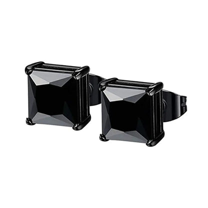 Hypoallergenic 316L Stainless Steel Square Round CZ Stud Earrings Set for Sensitive Ears Unisex 3-8MM