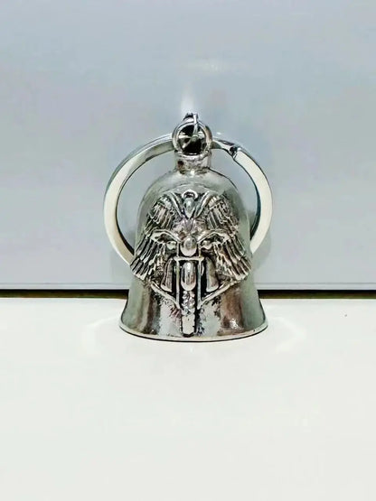 Stylish Angel Wings Motorcycle Bell Keychain for Men's Punk Rock Enthusiasts
