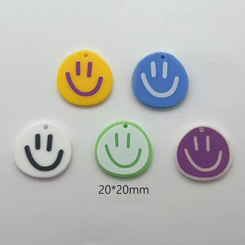 10pcs Lovely Smiling Face Acrylic Charms For Jewelry Making