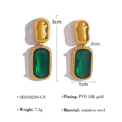 Wild and Free 18K Gold Plated Cubic Zirconia Stainless Steel Drop Earrings for Women
