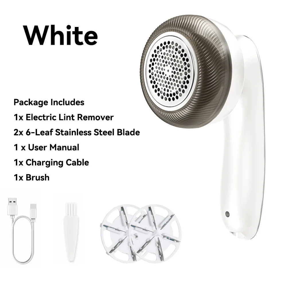 Electric Digital Display Lint Remover Portable Fabric Shaver for Quick and Easy Cleaning White
