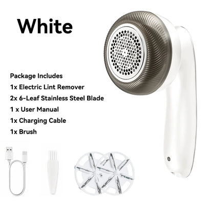 Electric Digital Display Lint Remover Portable Fabric Shaver for Quick and Easy Cleaning White