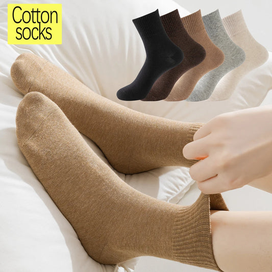 3 Pairs Womens All Season Cotton Cushion Mid Calf Socks