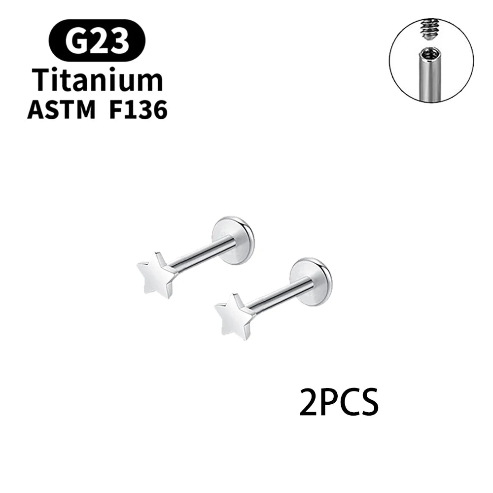 Elegant G23 Titanium Stud Earrings for Women - Classic Moon Design