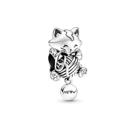 Exquisite 925 Silver Cat Claw Pendant Beads with Safety Chain for European Bracelets B1593
