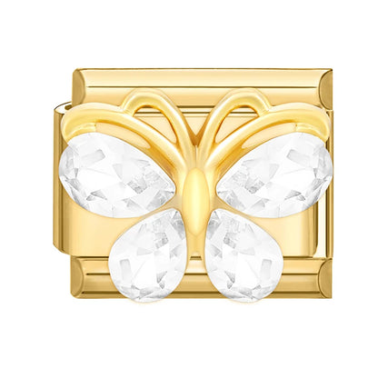 Golden 3D Bow Crown Flowers Pearl Charms for 9mm Italian Bracelet Stainless Steel DIY Jewelry