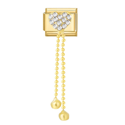 Golden 3D Bow Crown Flowers Pearl Charms for 9mm Italian Bracelet Stainless Steel DIY Jewelry
