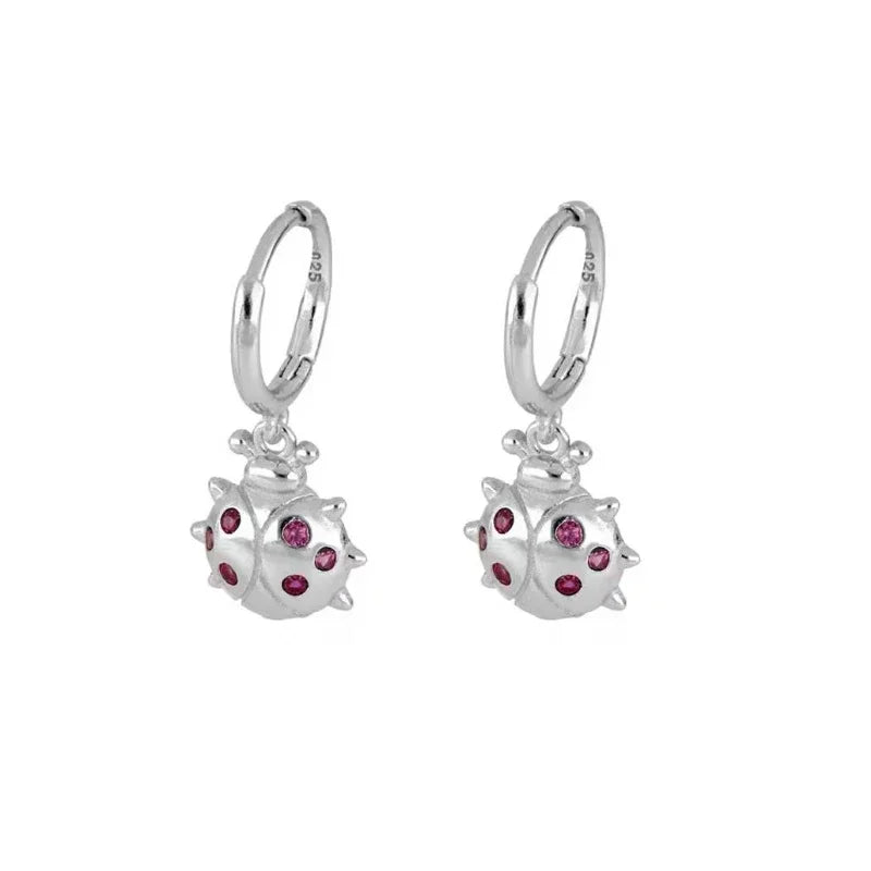 Rose Red Zircon Hoop Earrings for Women Minimalist Dangle Party Jewelry Trend 2025