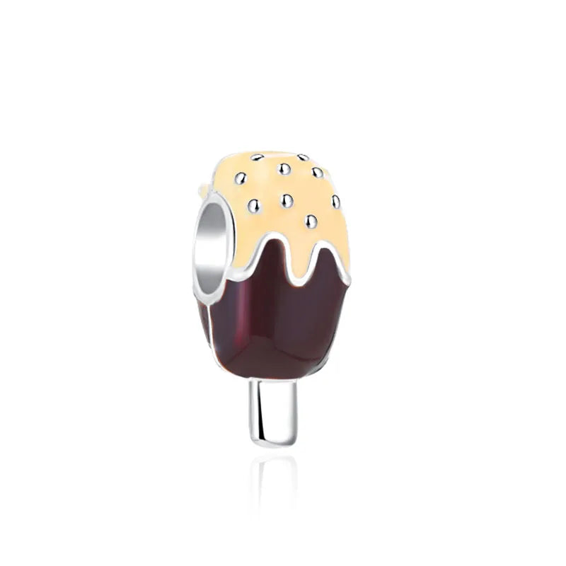 Elegant 925 Silver Cat Bear Ice Cream Pendant Bead for European Bracelet