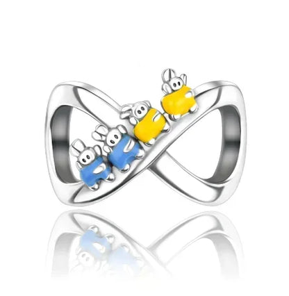 925 Sterling Silver Colorful Infinite Heart Flower Charms with Zircon for Pendant Bracelet Necklace DIY Fine Jewelry