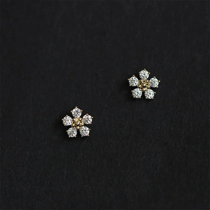 Elegant 925 Silver Needle Minimalist Round Cubic Zirconia Stud Earrings for Women