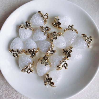 Vibrant 3D Strawberry Resin Charms Set for DIY Jewelry Making