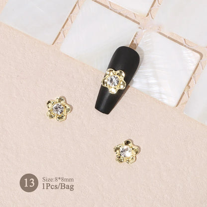 Elegant Gold Silver Metal Bowknot Nail Charm 3D Rhinestone Decor for DIY Manicure Art