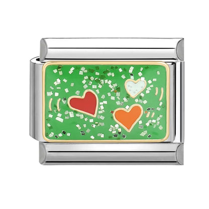Y2K Green Series Italian Charm Bracelet Links with Camera Woods Flowers Designs in Stainless Steel