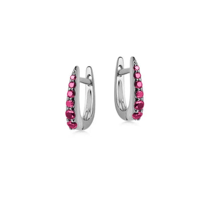 Rose Red Zircon Hoop Earrings for Women Minimalist Dangle Party Jewelry Trend 2025