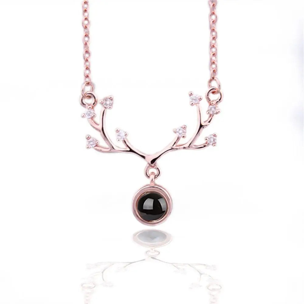 100 Languages I Love You Projection Pendant Necklace for Women gold-10