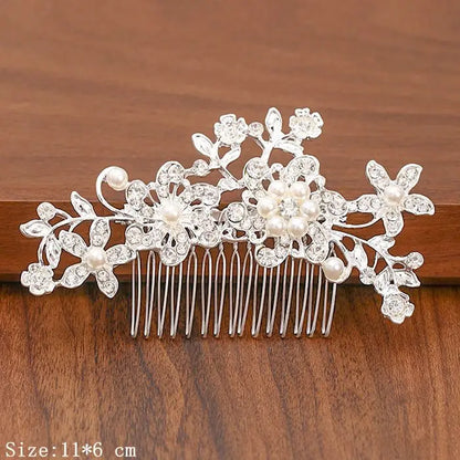 Silver Pearl Rhinestone Bridal Hair Combs - Top-Rated Wedding Hair Accessories for Women Silver 2