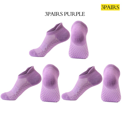 3 Pairs Womens Anti Slip Terry Cushion Running Socks