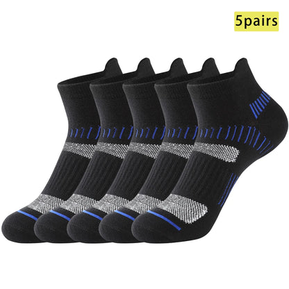 5 Pairs Mens All Season Cotton Crew Socks Moisture Wicking
