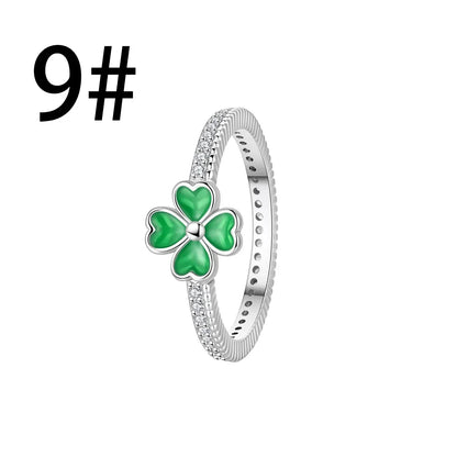 925 Sterling Silver Lucky Four Leaf Clover And Horseshoe Charms With Green Zircon For Bracelet Necklace Earrings